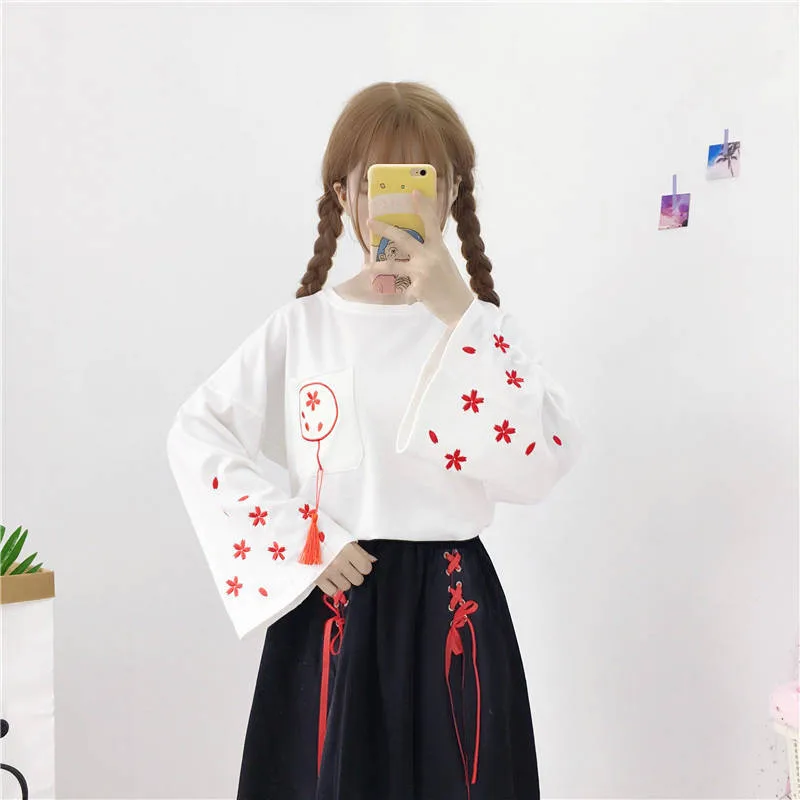 Летняя футболка с принтом Kawaii Japan, женская черная летняя футболка, топ, одежда в стиле Харадзюку, футболки для девочек, футболка, уличная одежда