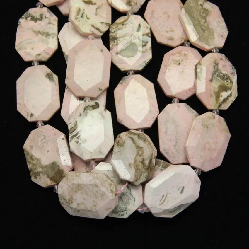 Rhodonite Octangle кулон бусины просверленные посередине граненые Плоские Плиты
