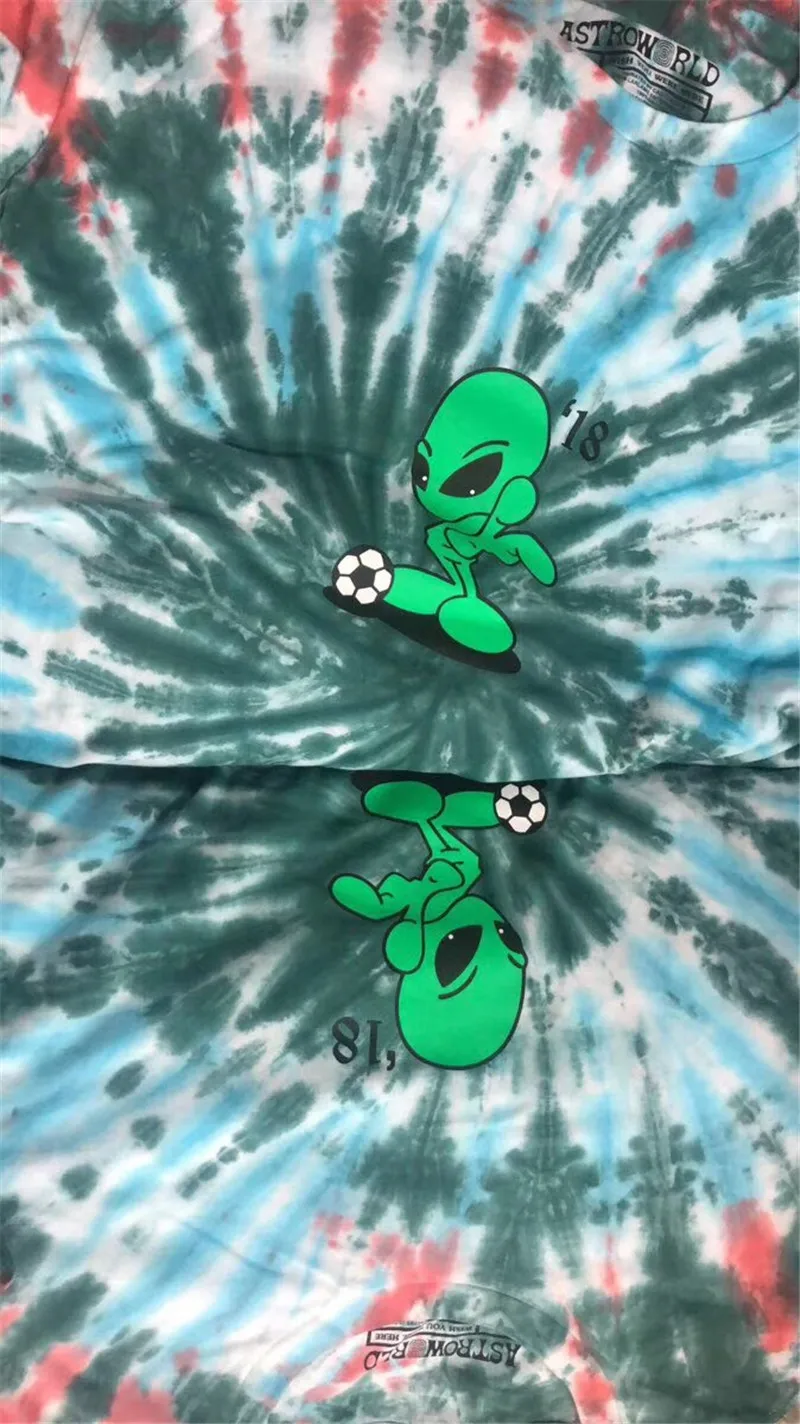 Футболка для мужчин и женщин в стиле хип хоп Travis Scott Alien Tie Dye Astroworld футболки