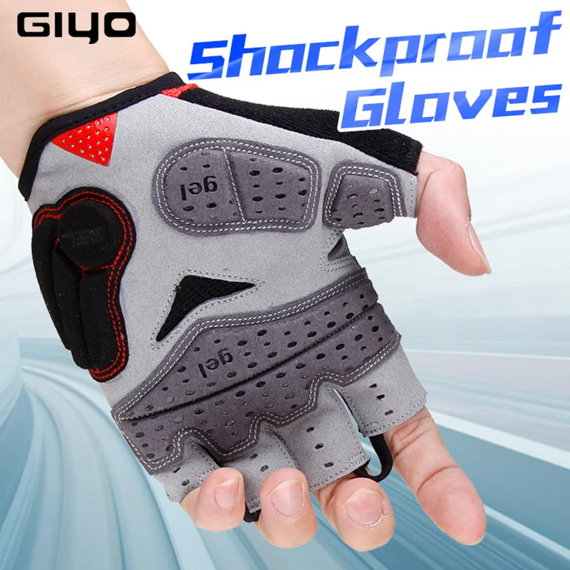 GIYO Summer Cycling Gloves Gel Half Finger Shockproof Sport Gym Gloves MTB Mountain Bicycle Bike Gloves For Men/women Antil-skip