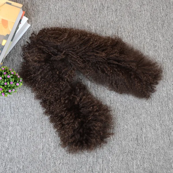Scarves Brown NGSG меховой шарф женский черный серый монгольский овечий шарф 160 см Женский мягкий коричневый шерстяной Завитый Тибетский овечий меховой воротник 80 см - Цвет: Scarves Brown