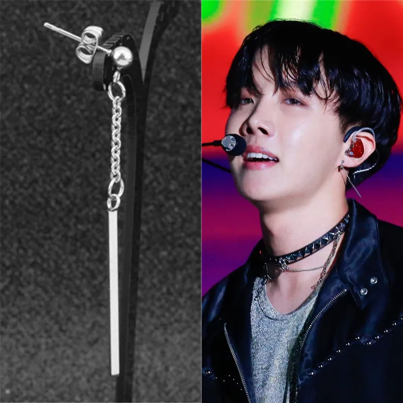 KPOP DNA корейские Популярные V-образные серьги Bangtan Boys JIN SUGA Jimin Длинная цепочка
