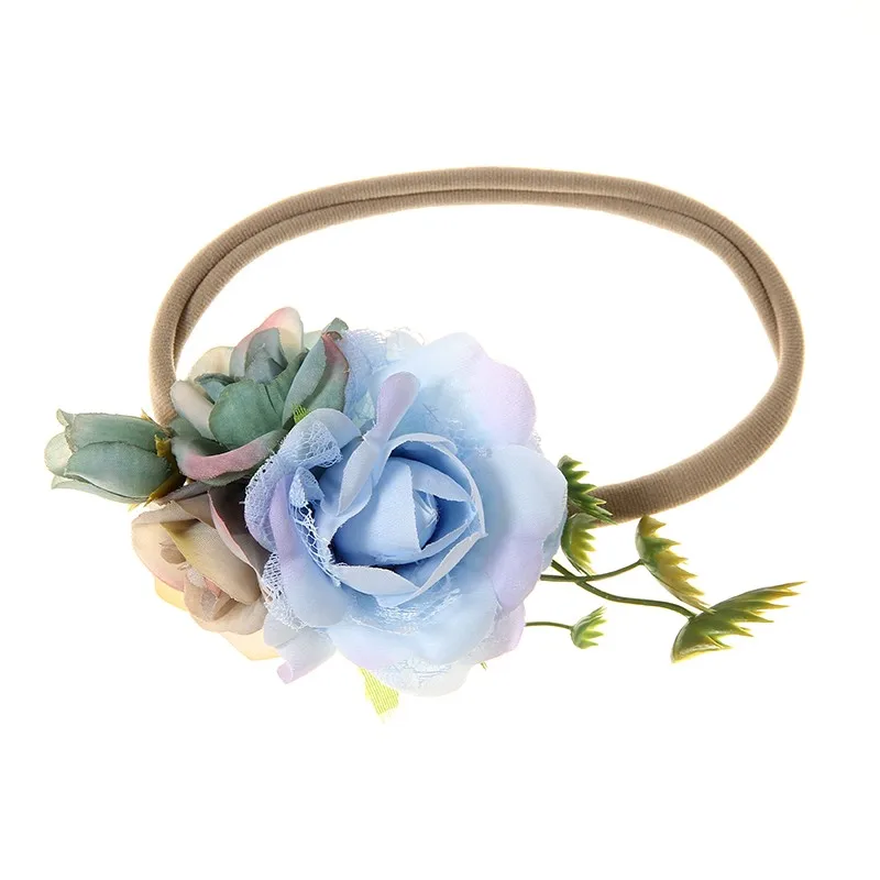 10 шт./лот телесного цвета нейлон цветок Корона оголовье для волос Newbron аксессуар для волос - Цвет: light blue