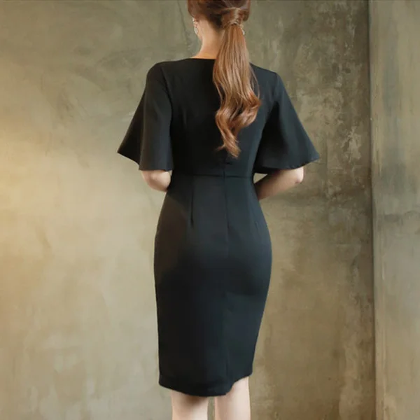 Женское летнее платье карандаш с круглым вырезом|Женские платья| |