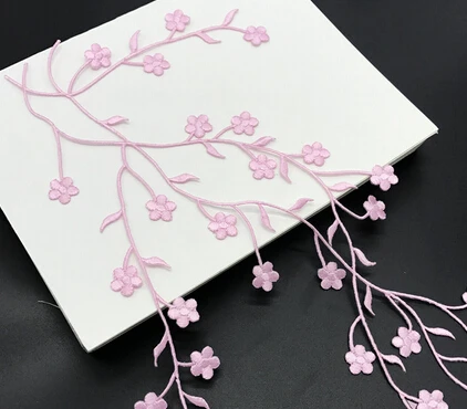 pink 1 штука, 47 см, красивое свадебное платье с горячей фиксацией, Цветочная вышивка, железные кружевные нашивки-Аппликации, Цветочная отделка, сделай сам, KW0167 - Цвет: pink