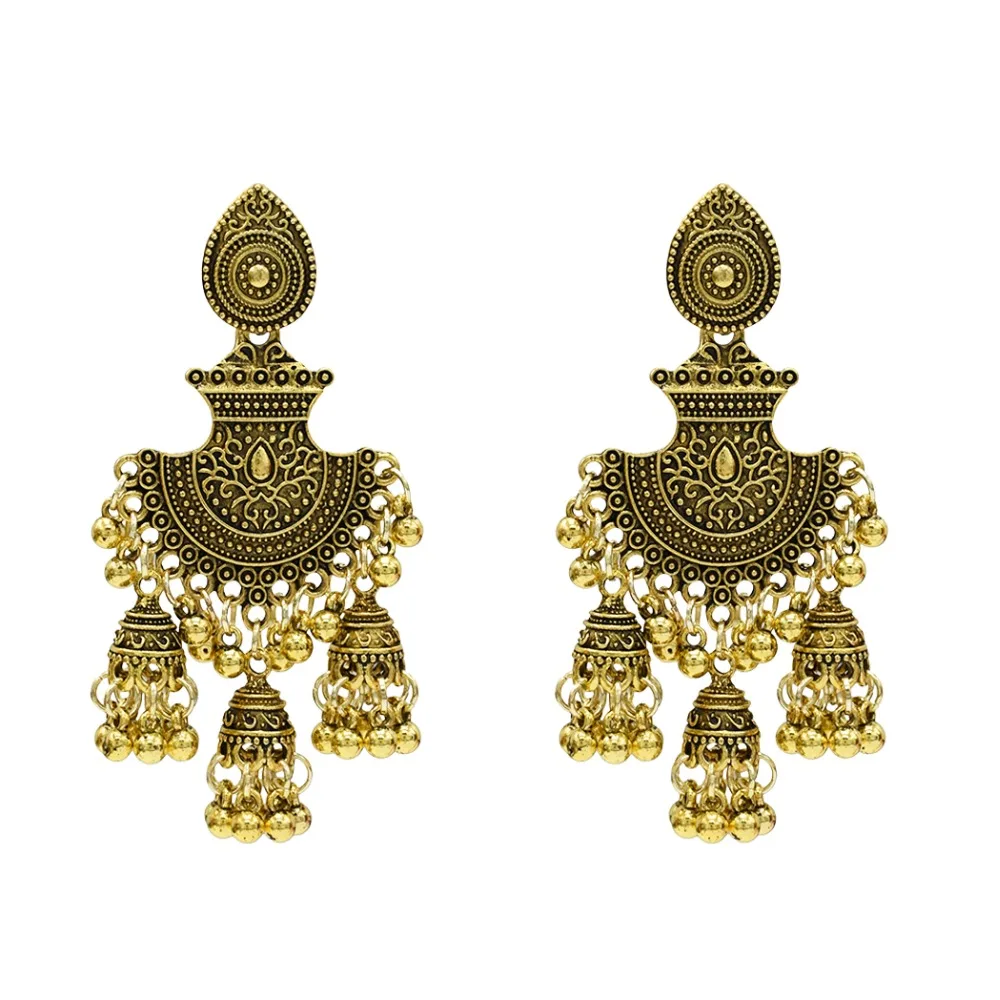 Индийские Jhumka окисленные Эффектные серьги Бохо этнические большие висячие Pendientes винтажные Oorbellen египетские ювелирные украшения в этническом стиле Afghan Turk