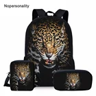 Классные школьные сумки Nopersonality с 3d леопардовым принтом для мальчиков-подростков, черные школьные сумки для учеников, портфель для начальной школы