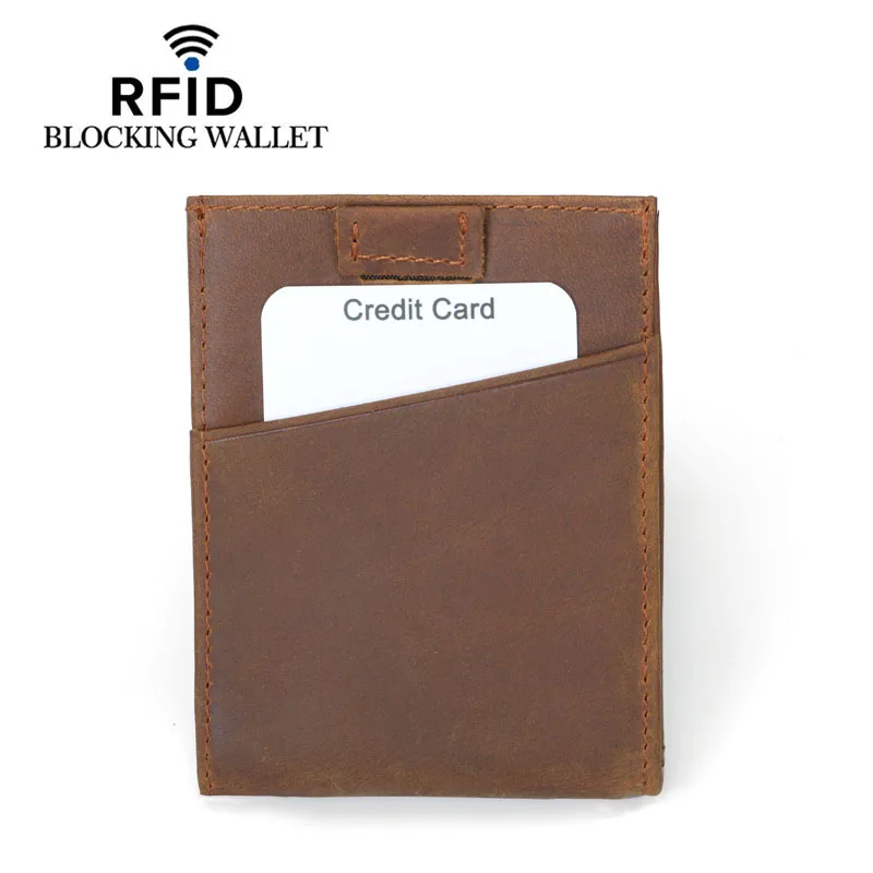 RFID винтажный блокирующий зажим для банкнот мужской тонкий мини-кошелек мужской маленький кошелек Кредитная карта доллар цена