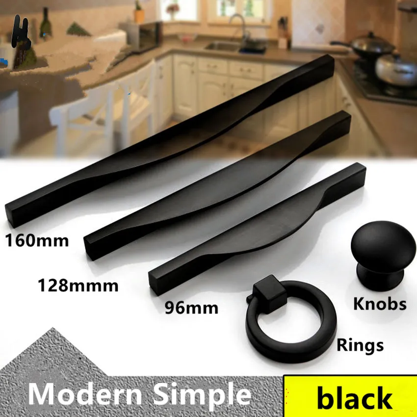 Ручки мебельные простые черные в стиле ретро 96/128/160 мм|pull knob|black kitchen cabinetsdrawer handles |