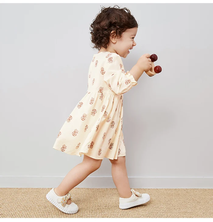 BalabalaBaby/мини-платье для девочек; Новинка г.; весенние хлопковые платья с длинными рукавами и цветочным рисунком для новорожденных