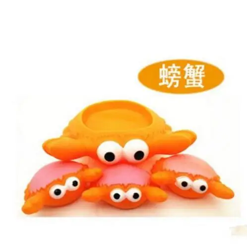 crab 4 шт./лот, игрушки для плавания в виде животных, красочные мягкие плавающие резиновые утки, сжимающие звук, пищащие игрушки для купания для детей, игрушки для купания - Цвет: crab