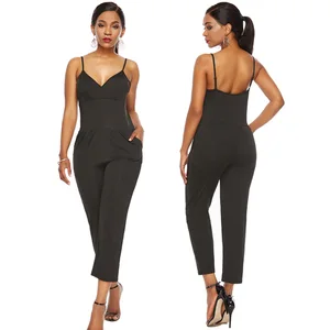 Женские комбинезоны с воротником в форме сердца Adogirl, повседневные Комбинезоны на бретелях-спагетти, черные облегающие брюки, летние костюмы, женский костюм