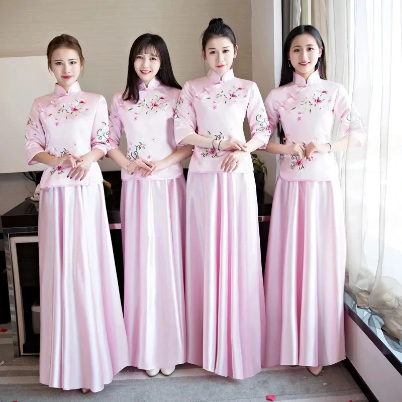 Винтажное свадебное платье подружки невесты Cheongsam современное традиционное в