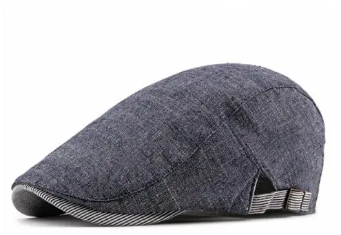 Navy Blue Модная мужская картуз из хлопка Newsboy Gatsby, гольф вождения плоская берет таксиста Регулируемый головной убор Повседневная однотонная летняя Новинка - Цвет: Navy Blue