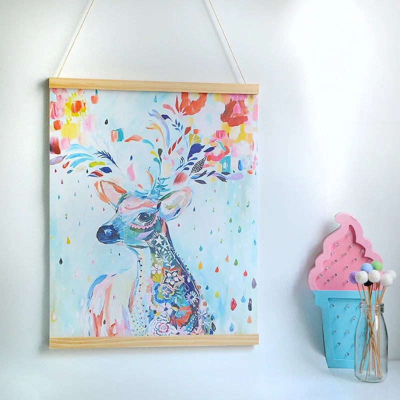

Украшение для детской комнаты, настенные картины на холсте, ананас, кактус, олень, деревянная рамка, подвесной постер, декор для стен, детски...