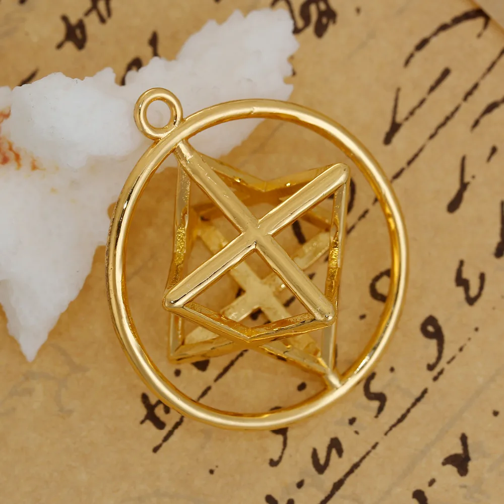 Медные Подвески DoreenBeads Merkaba для медитации круглый золотой цвет полый 40 мм (1 5/8