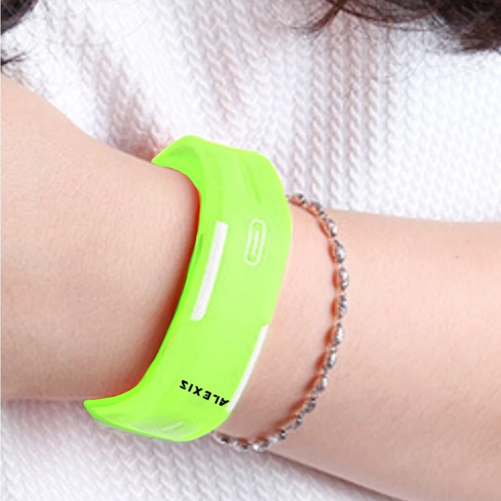 ALEXIS LED часы для мальчиков и девочек прямоугольный зеленый корпус часов