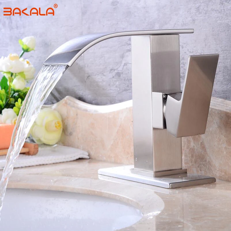 

BAKALA Luxury High-end Brass Body Nickel Brushed Kitchen faucet sink Mixer tap Waterfall with Water purification features