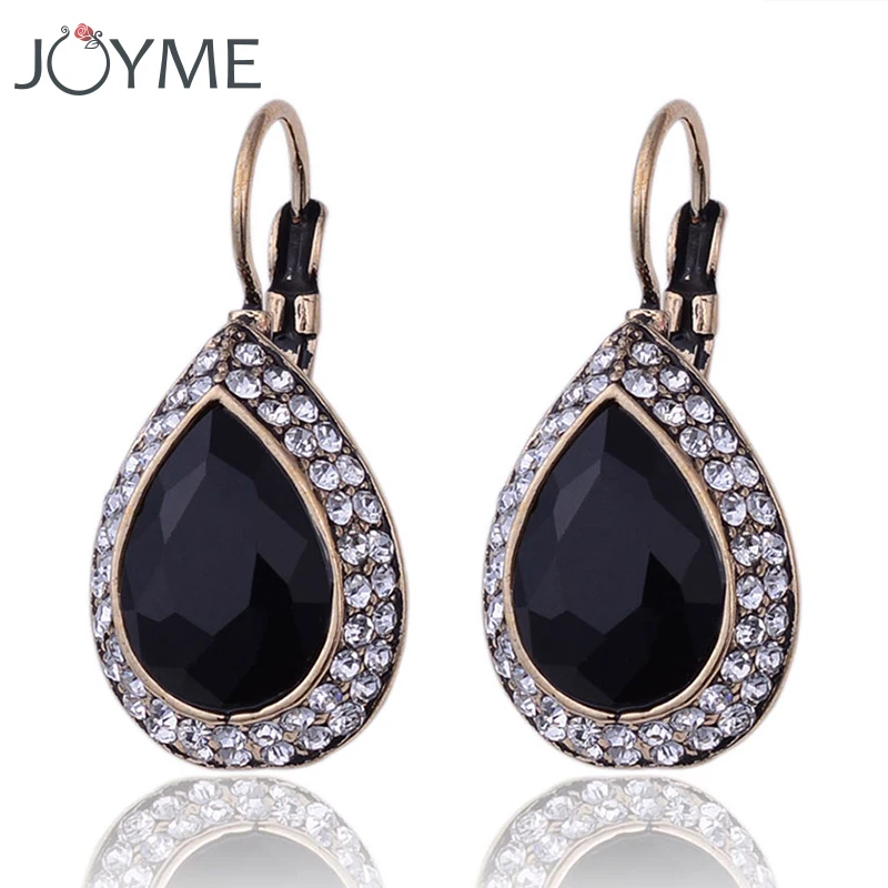 Женские серьги гвоздики с кристаллами винтажные черные серьги|crystal stud earrings|fashion