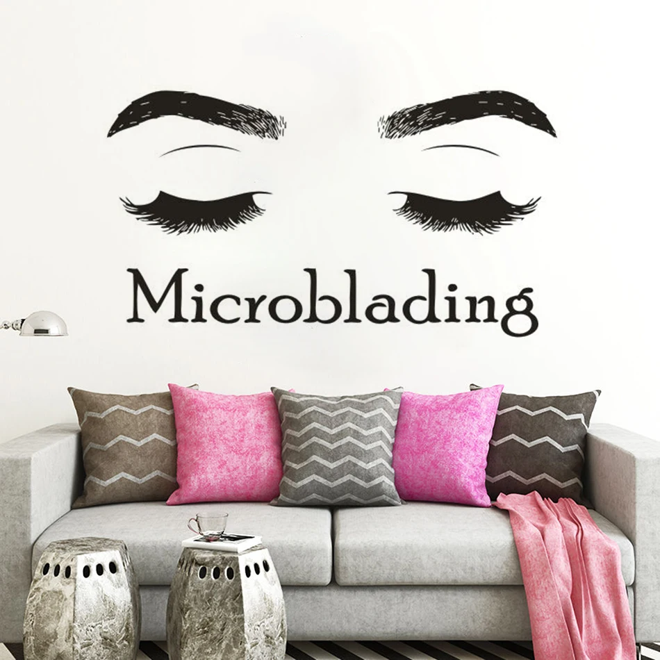Microblading логотип стены виниловая наклейка для наращивания ресниц магазин оконный