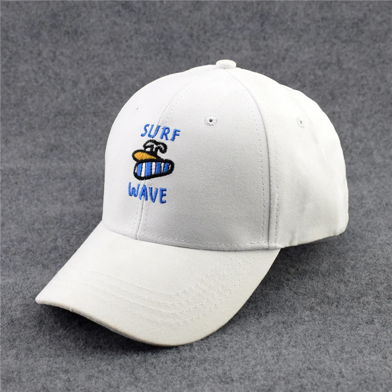 Модные регулируемый замши шляпа вышивка Волны Прибоя Бейсбол Кепки Snapback козырек