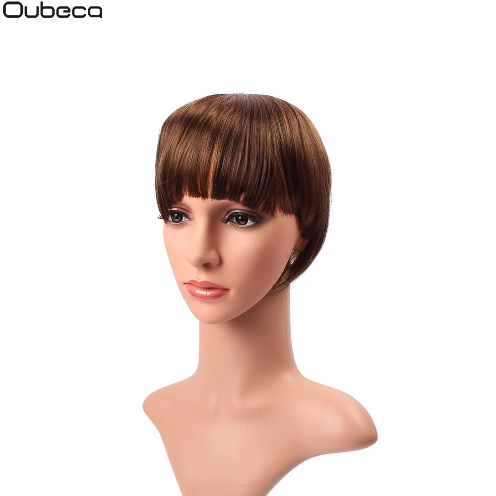 M2-30 Oubeca, заколка из синтетического волокна, тупые волосы, челка, топ для наращивания, прямые, аккуратные челки, искусственные волосы, бахрома с флисом, шиньон - Цвет: M2-30