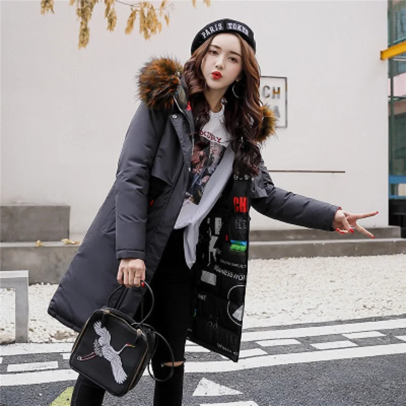 Зимняя куртка для женщин Длинная Верхняя одежда с хлопковой подкладкой Женское