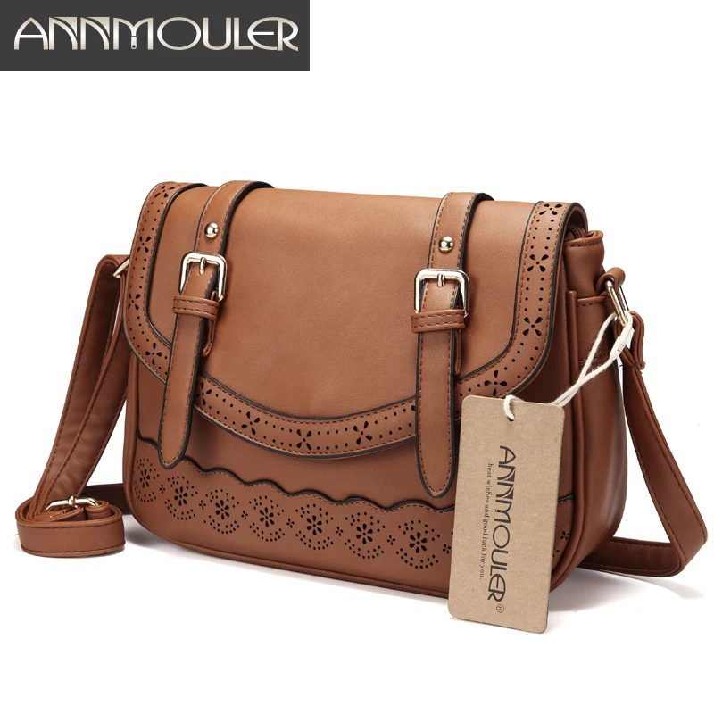 Винтажная женская сумка на плечо Annmouler ажурная через из искусственной кожи