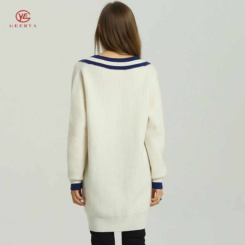 Geerya 2018 New Spring Winter Knitted Sweater Women Loose Style V-Neck Korean Crop Soft Cashmere | Женская одежда