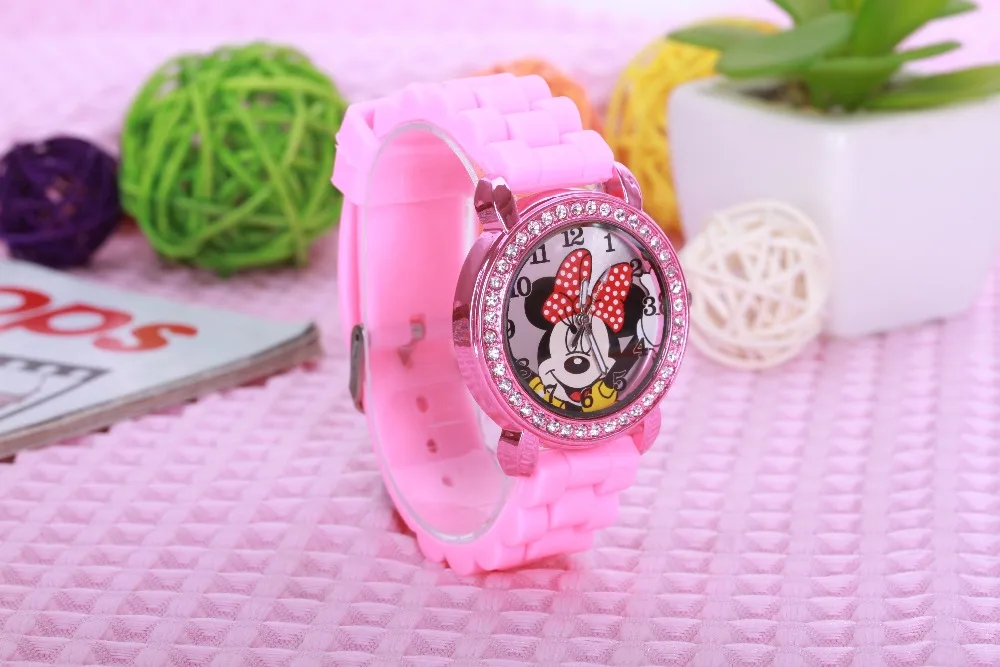 Кристальные цветные детские часы с рисунками из мультфильмов ЖЕНСКИЕ НАРЯДНЫЕ