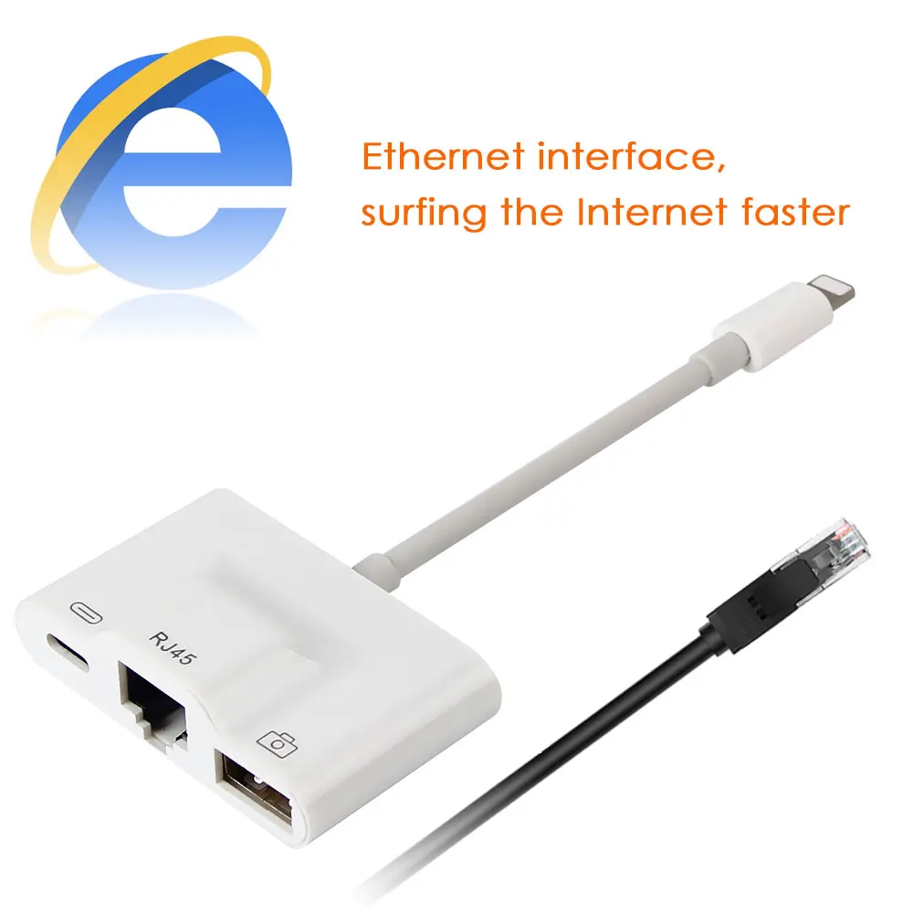 Allvcover for Lightning Adapter to RJ45 LAN Wired Network Cable USB 3.0 Camera Reader Overseas Travel Compact iphone/ipad | Мобильные