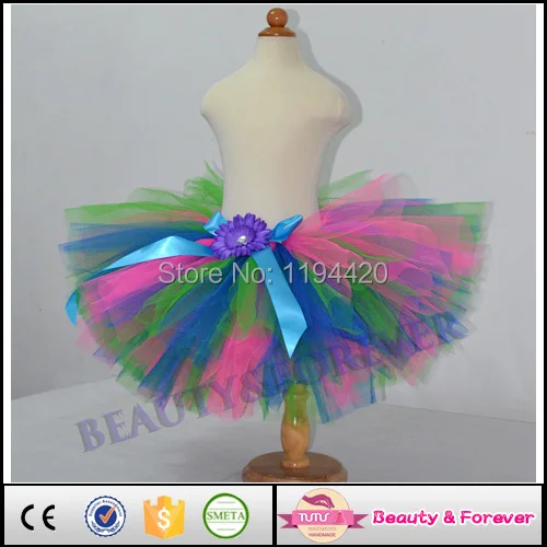 Ручной работы 3 слоев пушистые colorful rainbow велюр 1 T - 8Y девочки пачка юбка | Мать и