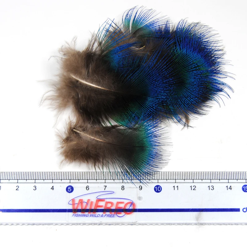 

20PCS Hand Picked Small 2-3" Fly Tying Peacock Feathers Blue Irridescent Body plummage Tail Throat Check Tag Material