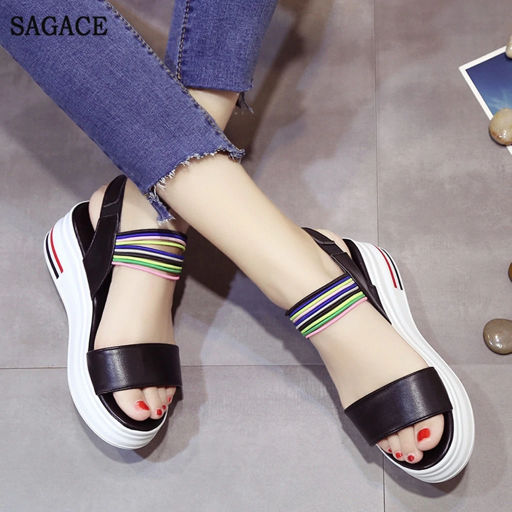SAGACE Повседневная обувь на платформе Летняя с открытым носком босоножки танкетке