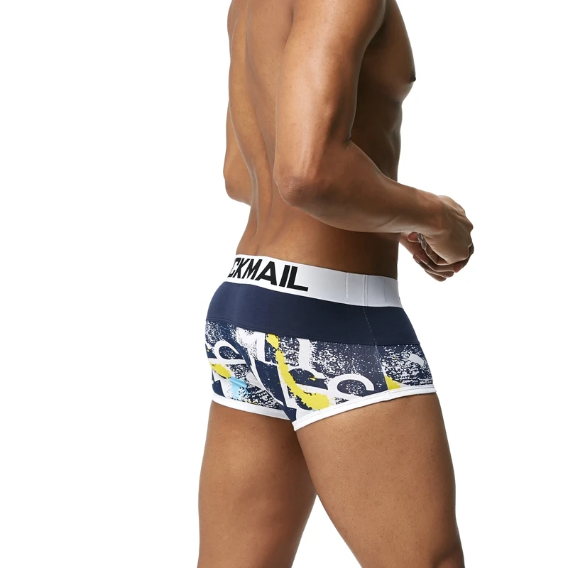 JOCKMAIL, Брендовые мужские трусы, дышащие боксеры, хлопковое Мужское нижнее белье, u-образный выпуклый мешочек, сексуальные трусы с принтом листьев, домашняя одежда, шорты