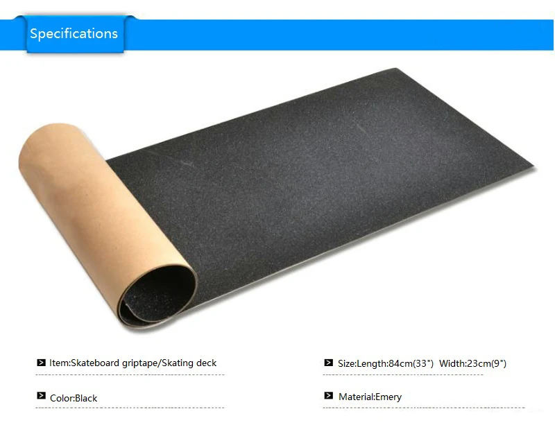 83*24 см Противоскользящий скейтборд Griptape чистый черный наждачный двойной утолщенный Скейтборд Доска наждачная бумага Скейтбординг палубная ручка лента