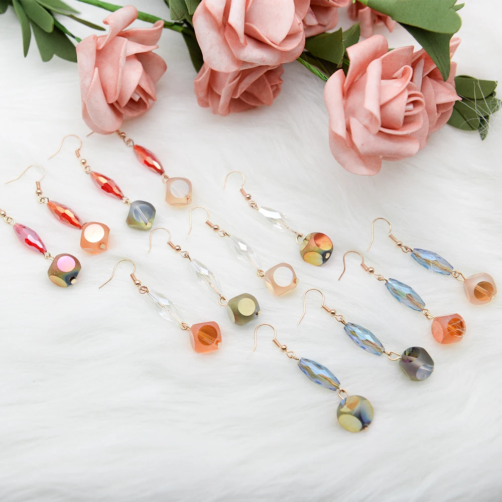 Boho Statement Fashion Crystal Tassel Earrings White Blue Red Long Transparent Wholesale Drop Dangle For Women Jewelry | Украшения и
