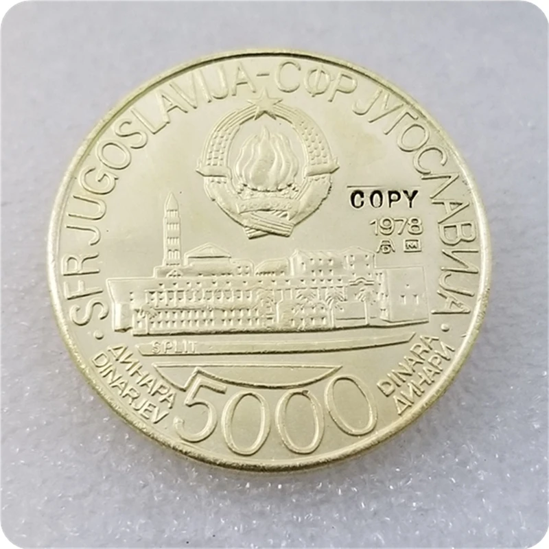 Скопированная монета 1979 для средиземноморских игр в динилару 5000 бесплатная