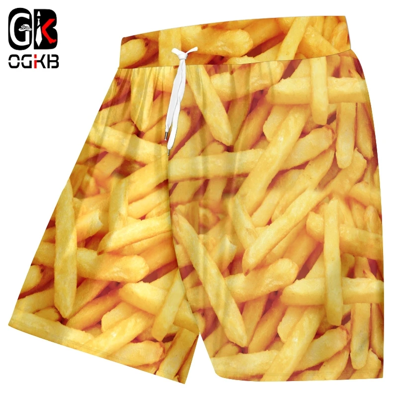 

OGKB Casual Shorts Men Fashion Gyms 3D Printed French Fries Chips Hiphop Big Size Clothing Hombre Summer Short Jogger Dropship