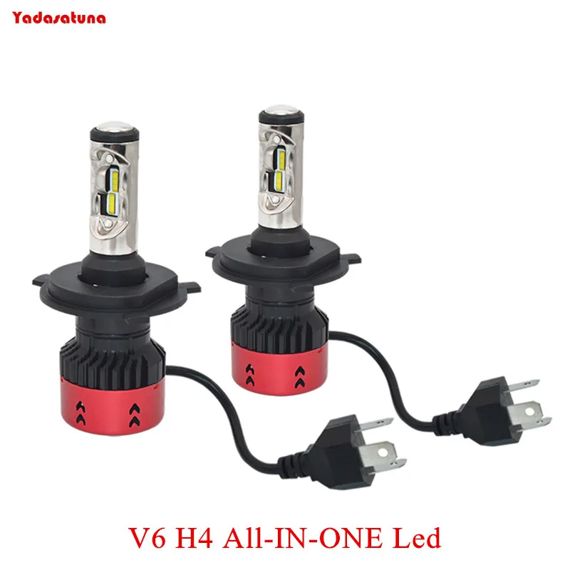 

2Pcs V6 H4/9003/HB2 LED Headlight Kits-COB Flip Chips/Adjustable Beam-55W 9000LM 6000K-Dual Hi/Lo Beam Bulbs Car Led Headlights
