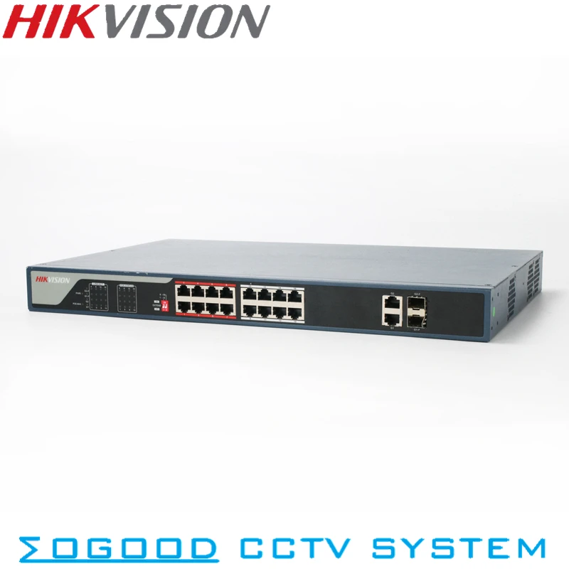 Оригинальный коммутатор Hikvision 16 портов PoE 10/100 Мбит/с 2 порта 1000 для канального