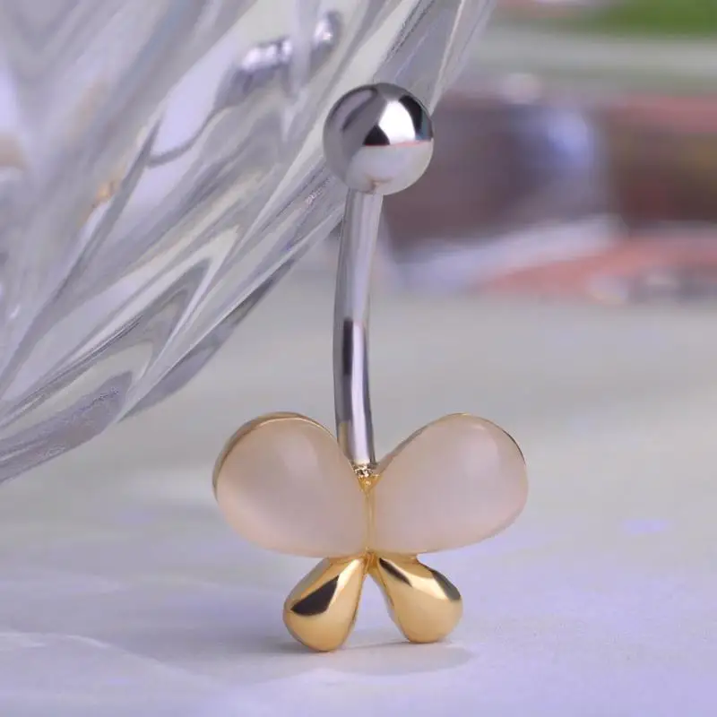 Великолепный золото цвет бутик клинч опал насекомых бабочка пупок пирсинг