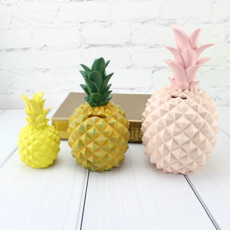 

1PC Creative Boutique Pineapple Decoration Home Decoration Resin Gift Money Saving Box Coins Piggy Bank Fruit Decoration