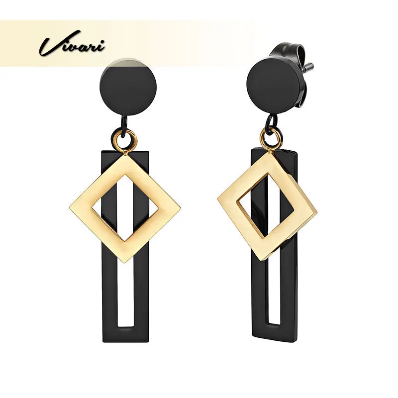 

Vivari новые женские модные элегантные Геометрические черные и золотые Подвесные серьги