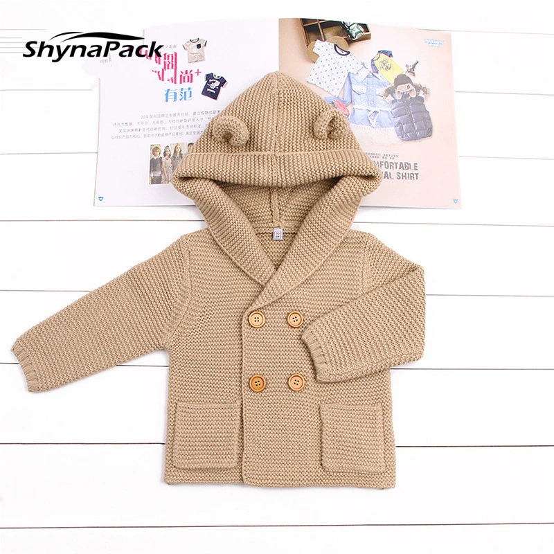 Вязаный свитер-кардиган для маленьких мальчиков и От 0 до 2 лет детский джемпер с