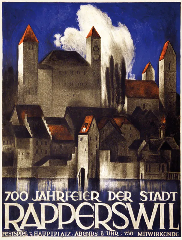 Швейцария St. Gallen туристические плакаты Rhein-Bodensee-Santis классические Наклейки на