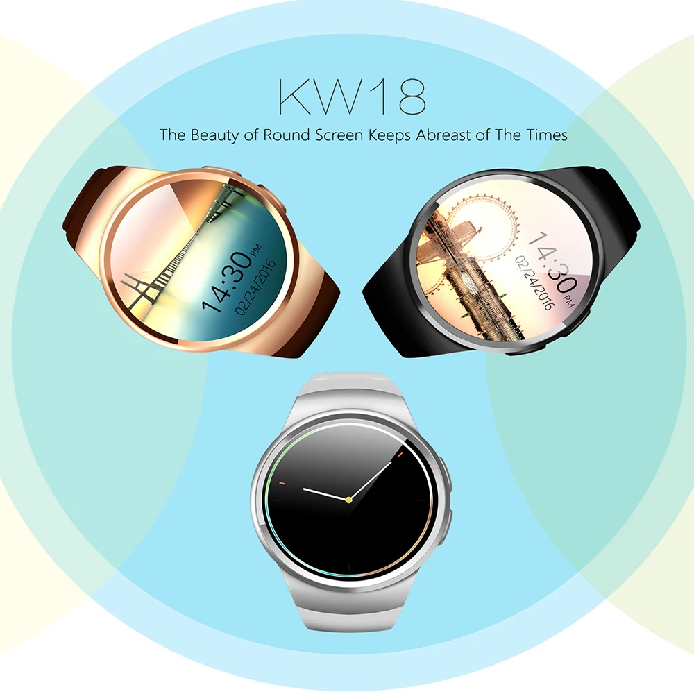 Умные часы KW18 с Bluetooth телефон полный экран поддержка SIM TF умные частота сердечных