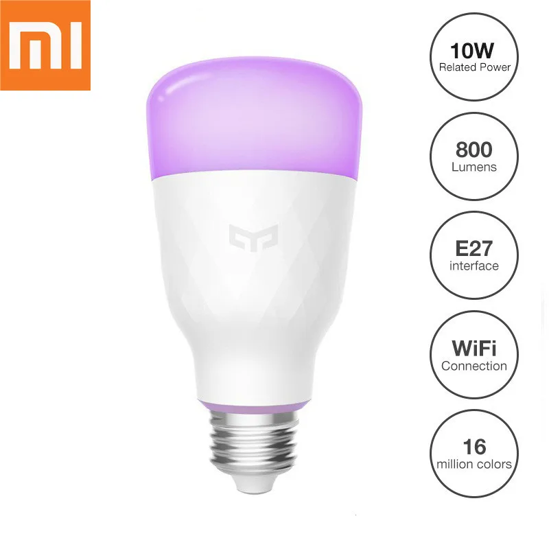 Оригинальная умная Светодиодная лампа Xiaomi Yeelight цветная 800 лм 10 Вт E27 лимонная для