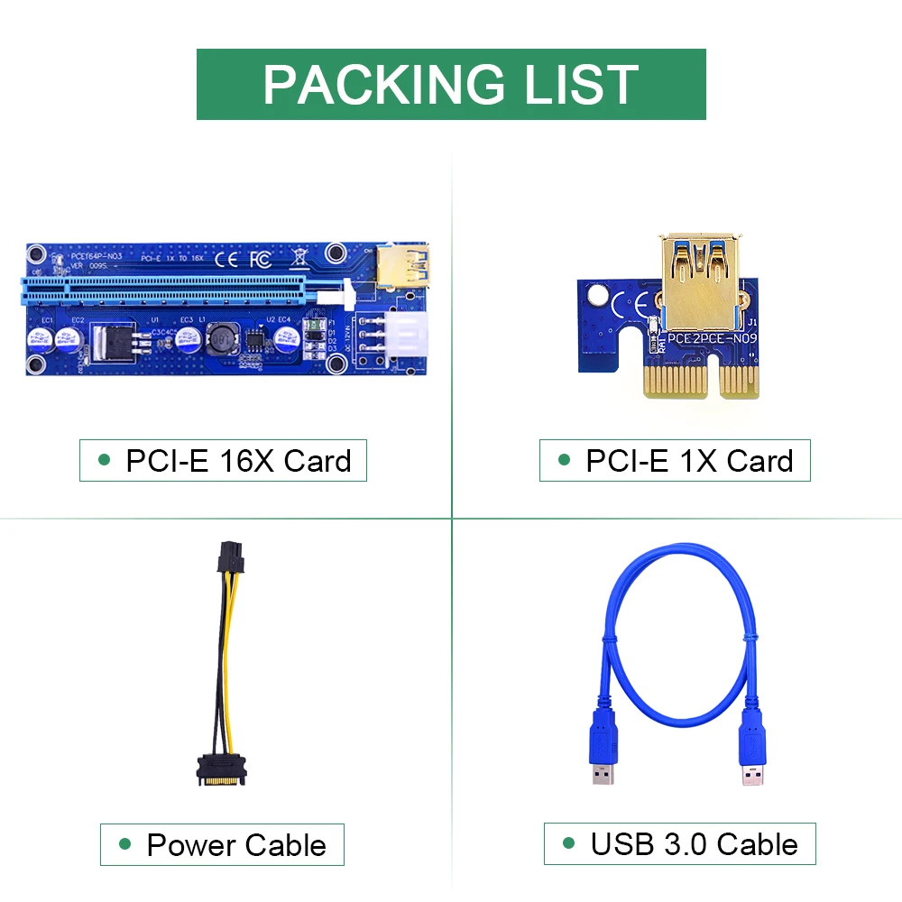 CHIPAL 2018 Golden VER009S PCI-E Riser Card PCIE PCI Express Molex 6Pin на SATA 1X 16X 60 см USB 3 0 удлинитель с