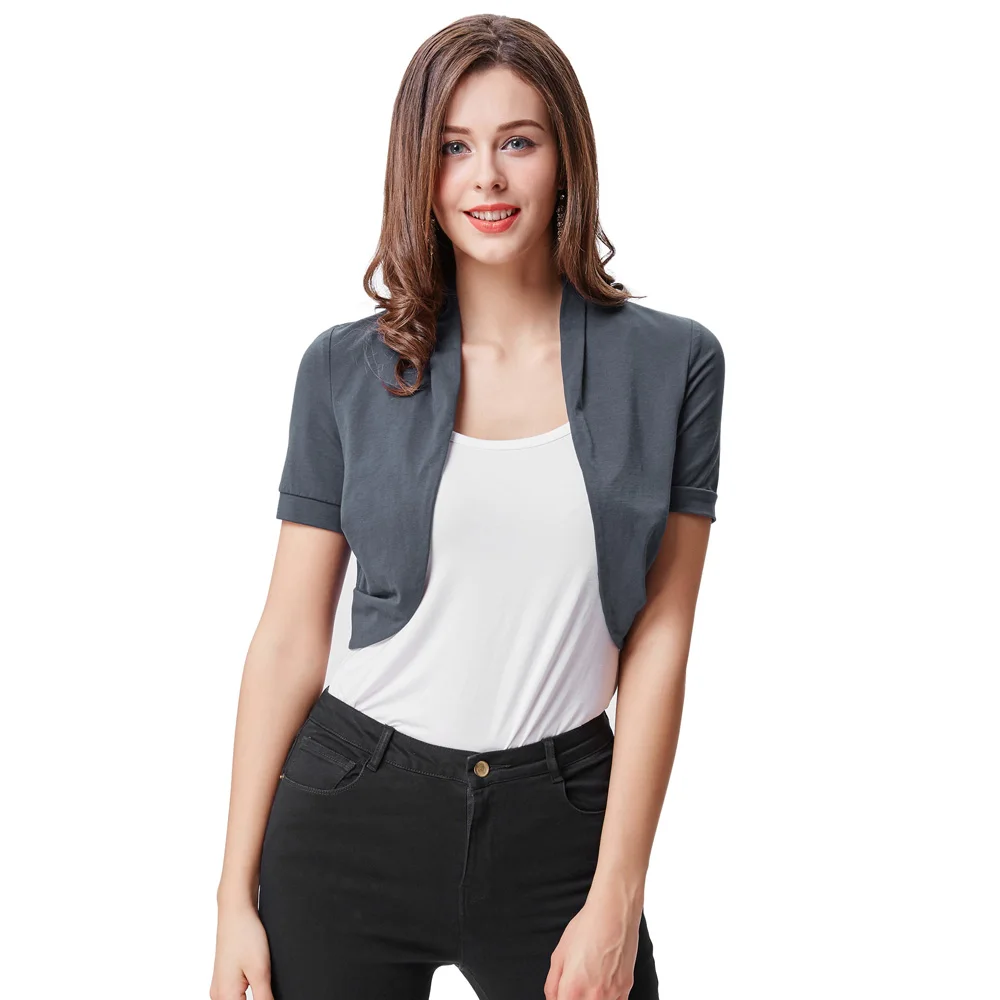 bolero women 4 Женский Осенний жакет, белый укороченный болеро, Casaco, короткий рукав, тонкий, открытый шов, женские пальто, верхняя одежда, женские куртки - Цвет: bolero women 4